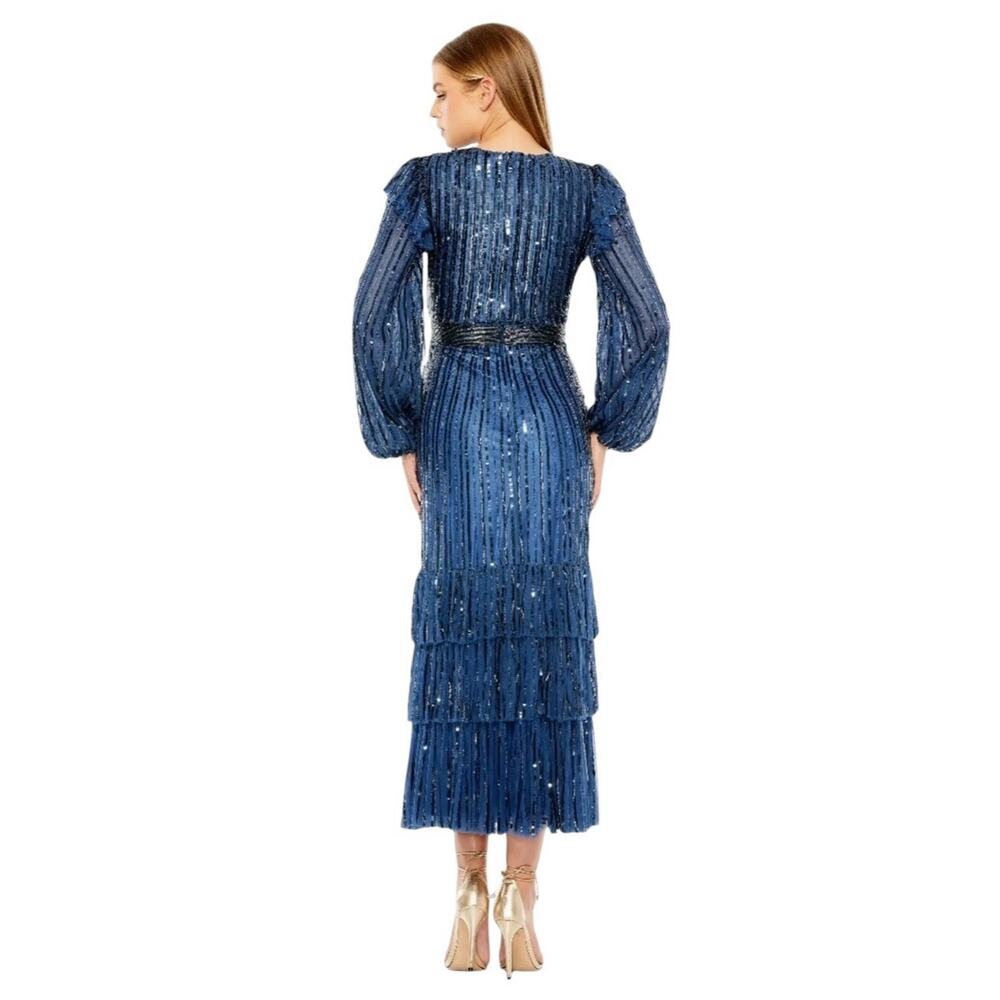 Mac Duggal 23003 Midnight Ruffle Sequin Midi Dress Size 16 $698 - Picture 3 of 8